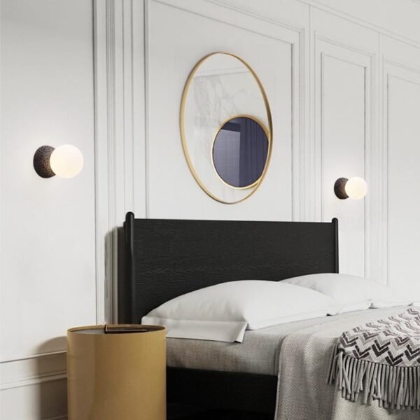 Natural Stone Wall Light with Single Opal Glass - Image 4