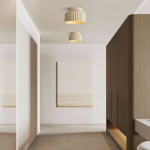 Nordic Cream Style 2-Layer Flush Mount Ceramic Ceiling Light
