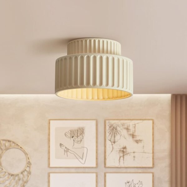 Nordic Cream Style 2-Layer Flush Mount Ceramic Ceiling Light - Image 8