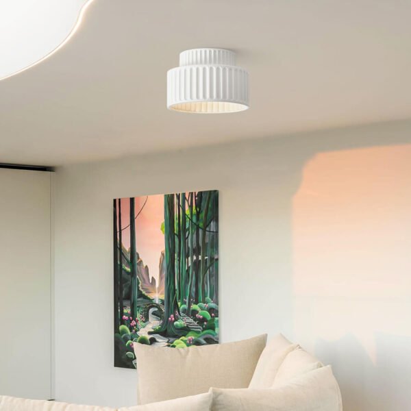 Nordic Cream Style 2-Layer Flush Mount Ceramic Ceiling Light - Image 2